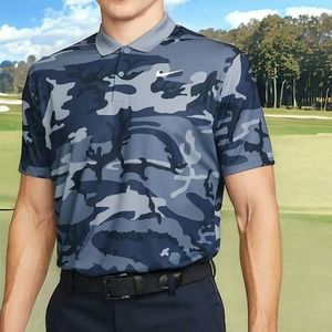 Nike Dri-FIT Victory+ Blue Camo PGA Golf Polo Shirt Mens Medium New Fast Ship